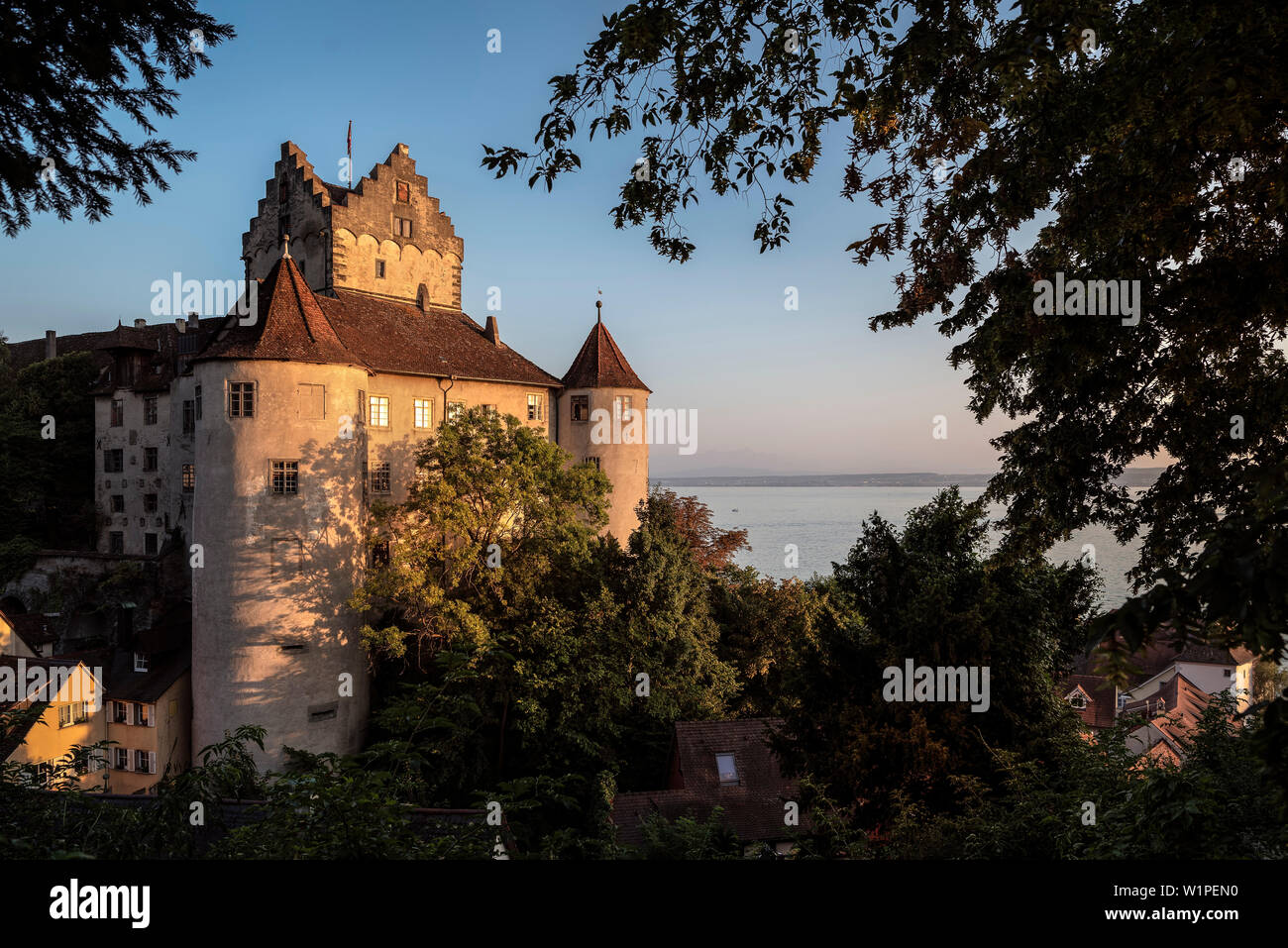 Meersburg castello, lago di Costanza, Baden-Wuerttemberg, Germania Foto Stock