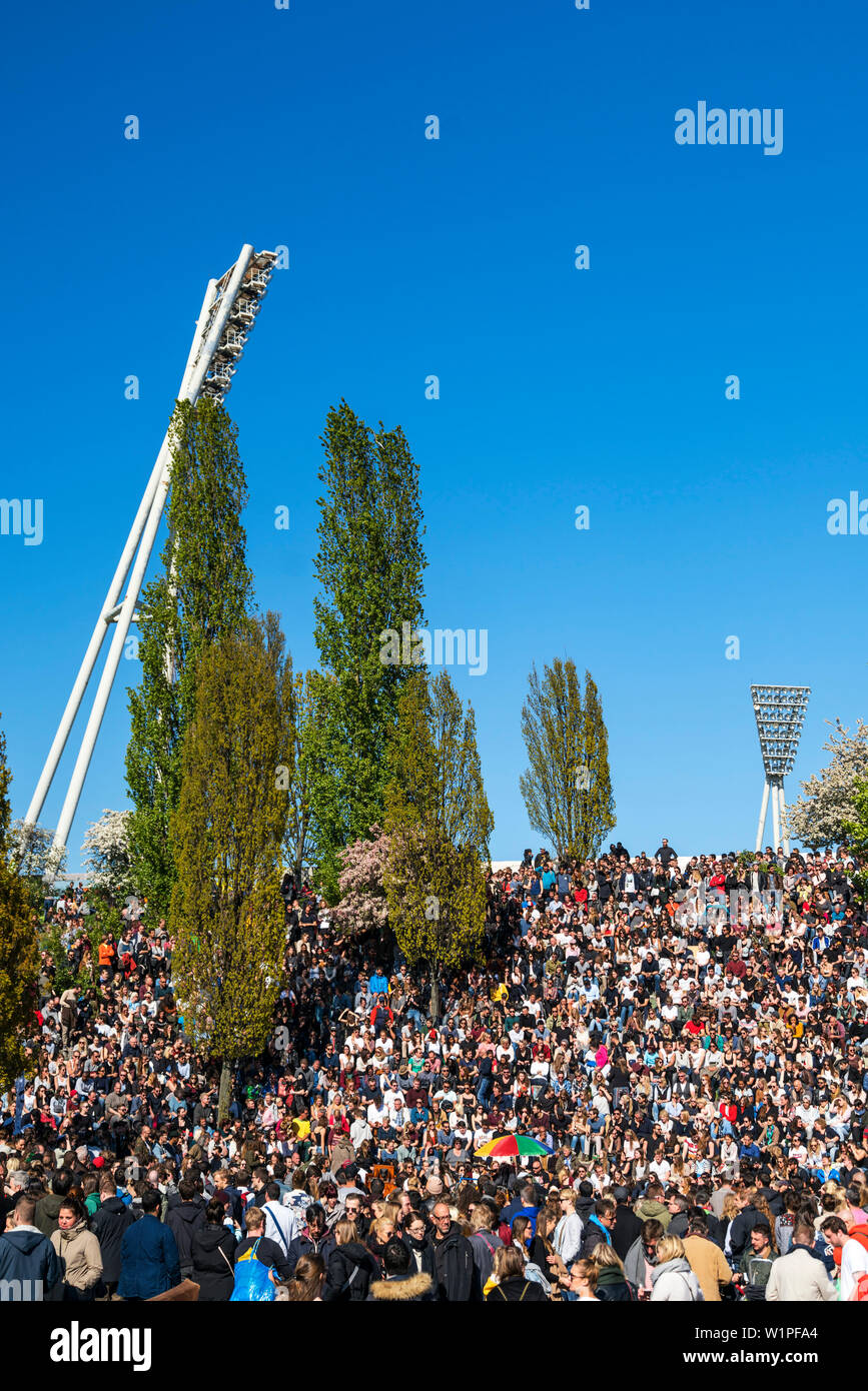 Open stage Karaoke, Mauerpark, Prenzlauer Berg di Berlino, Germania Foto Stock