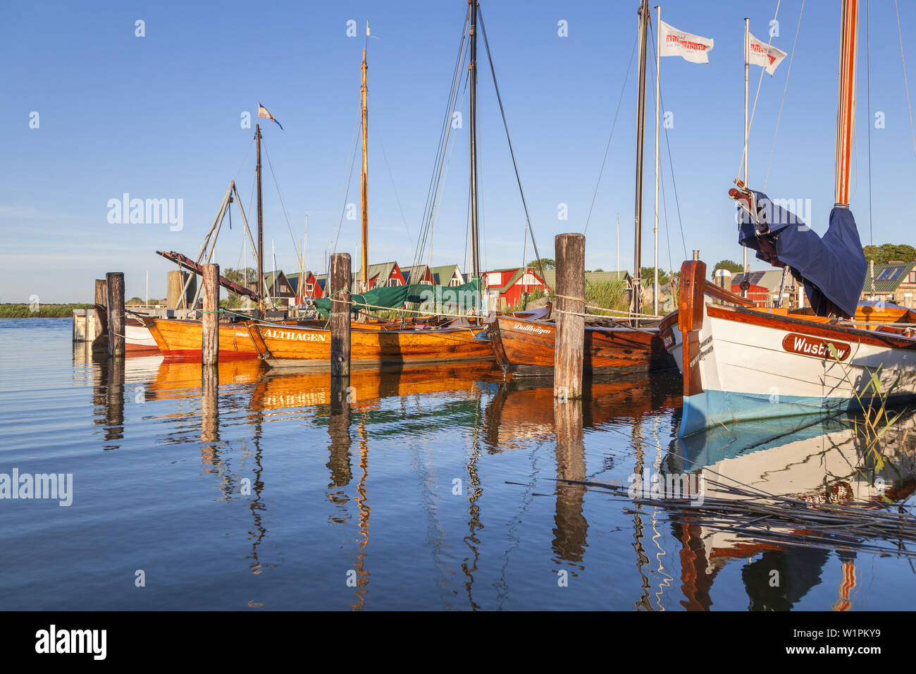 Porto di Althagen, Baltico località balneare Ahrenshoop, Fischland-Darss-Zingst, costa baltica, Meclemburgo-Pomerania, Germania settentrionale, Germania, Foto Stock