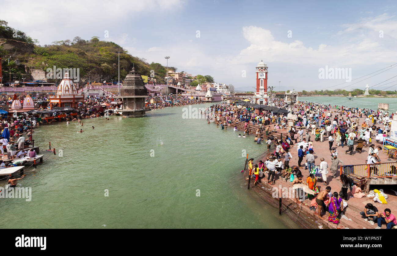 Har Ki Pauri Ghat in Haridwar, Uttarakhand, India, Asia Foto Stock