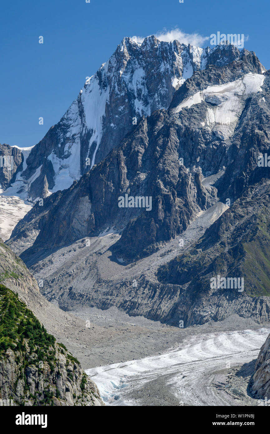 Grandes Jorasses, di montenvers, Mont Blanc, Grajische Alpi, alle Alpi della Savoia, Savoie, Francia Foto Stock