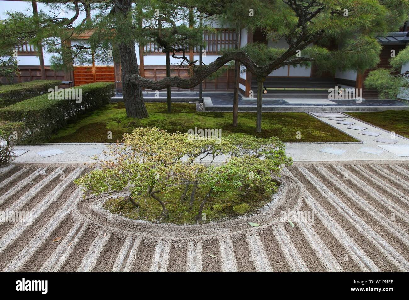 Giapponese giardino zen a Ginkakuji tempio di Kyoto, Giappone. Foto Stock