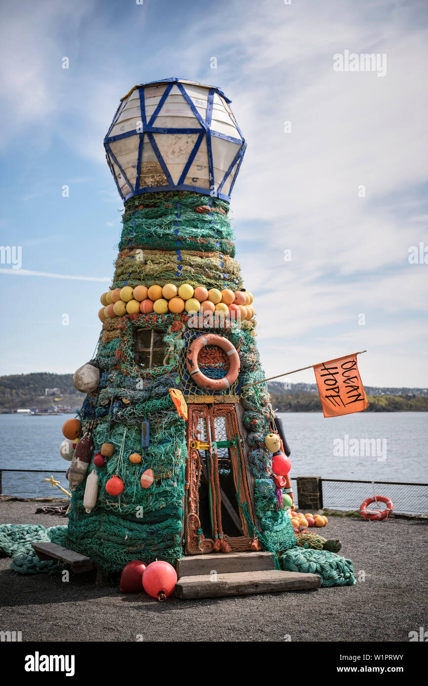 Arte luce oceano tower speranza a Oslofjord, Oslo, Norvegia, Scandinavia, Europa Foto Stock