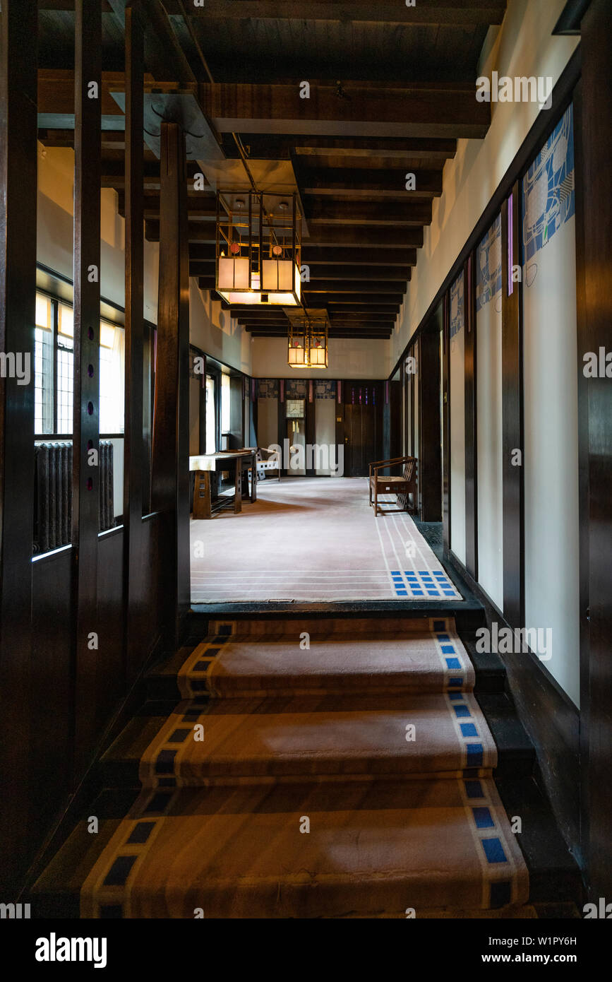 Interno di Hill House progettata per Walter Blackie da Charles Rennie Mackintosh, Helensburgh, Scotland, Regno Unito Foto Stock