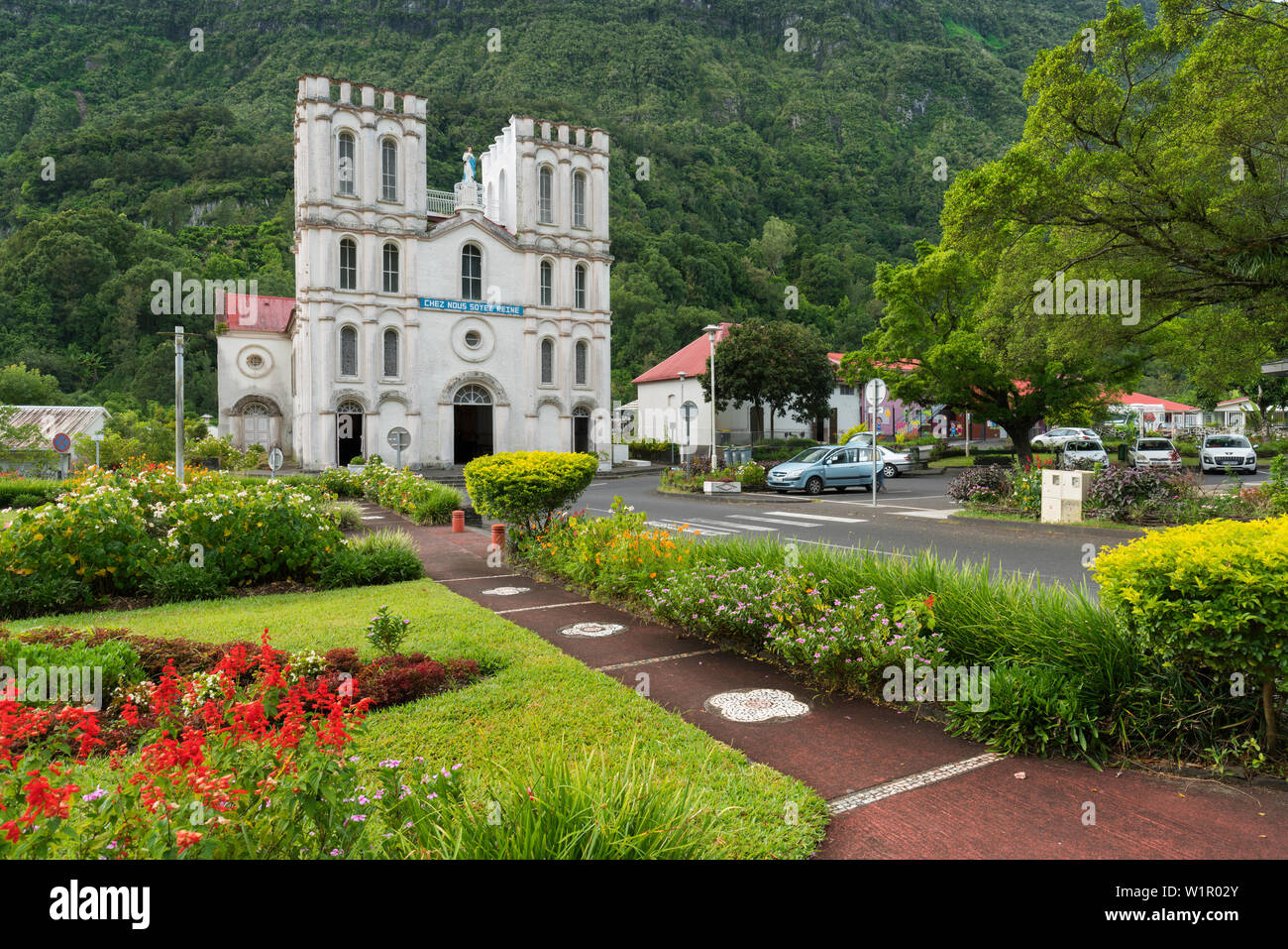 La chiesa di Notre Dame de l'Assomption, Impasse du Pere Bourasseau, salazie, Reunion, Francia Foto Stock