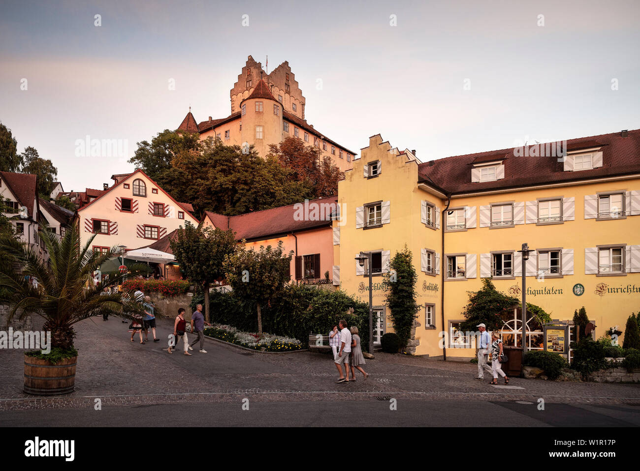 Meersburg Castello, centro storico di Meersburg, Lago di Costanza, Baden-Wuerttemberg, Germania Foto Stock