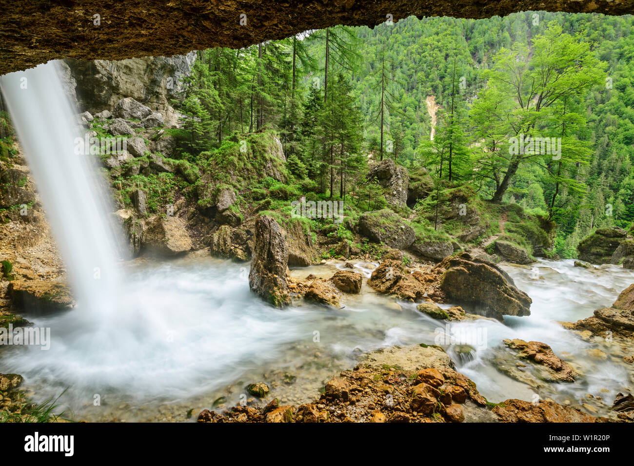 Cascata Pericnik, valle di Vrata, il Parco Nazionale del Triglav, sulle Alpi Giulie, Slovenia Foto Stock