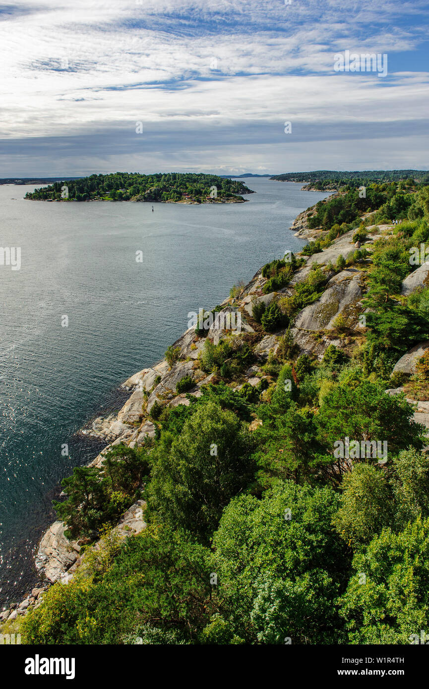 Vista dal ponte per l'isola Tjörn, Bohuslän, Svezia Foto Stock