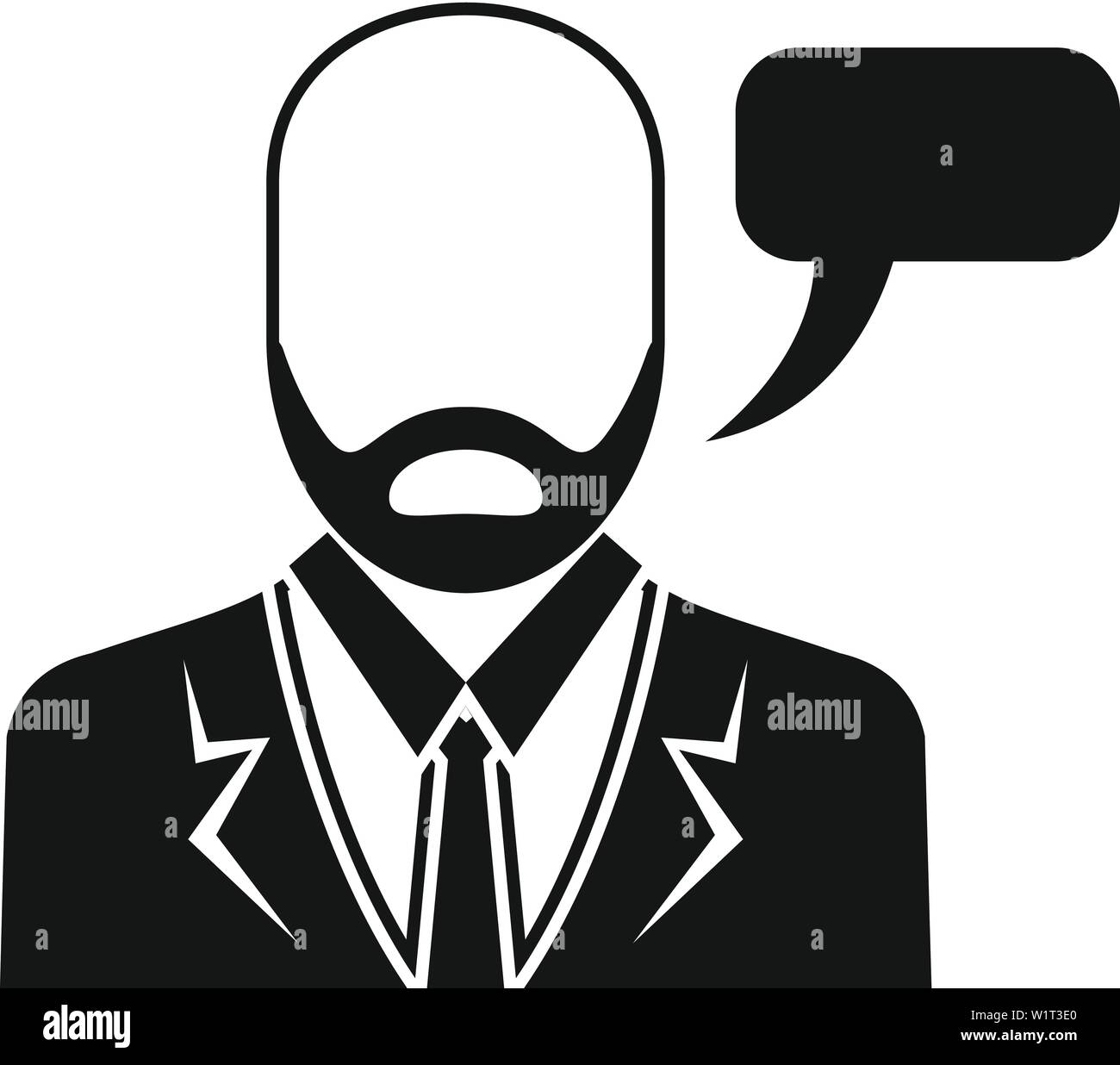 Imprenditore icona del parlato. Semplice illustrazione di imprenditore il vettore rappresentativo del parlato di icona per web design isolato su sfondo bianco Illustrazione Vettoriale