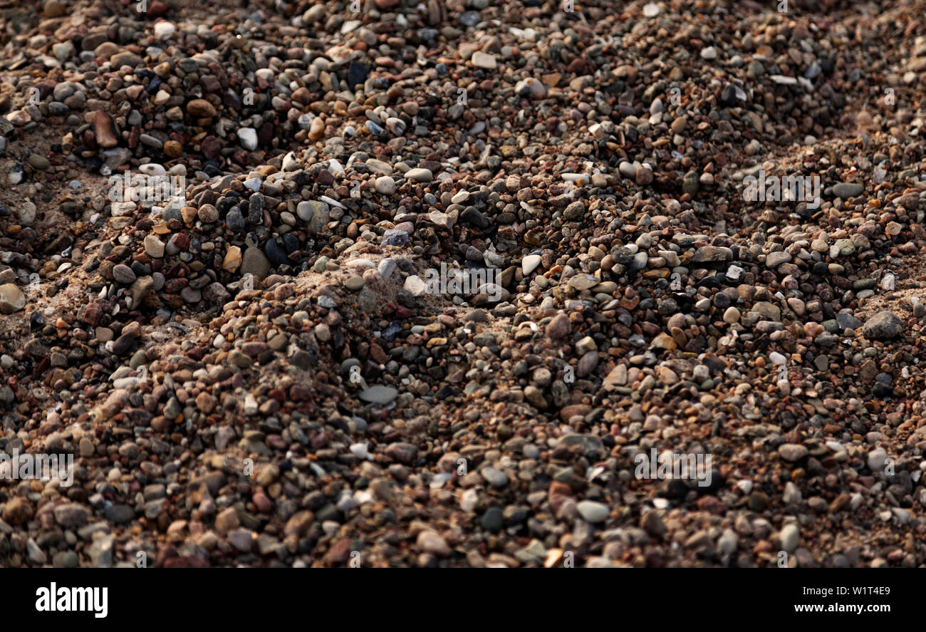 Ciottoli e pietre piccole sulla spiaggia Foto Stock