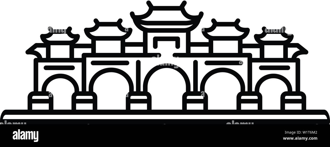 Cancelli di Taipei icona. Delineare i cancelli di Taipei icona vettoriali per il web design isolato su sfondo bianco Illustrazione Vettoriale