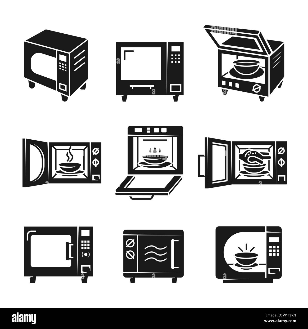 Forno a microonde set di icone. Semplice insieme di microonde icone vettoriali per il web design su sfondo bianco Illustrazione Vettoriale