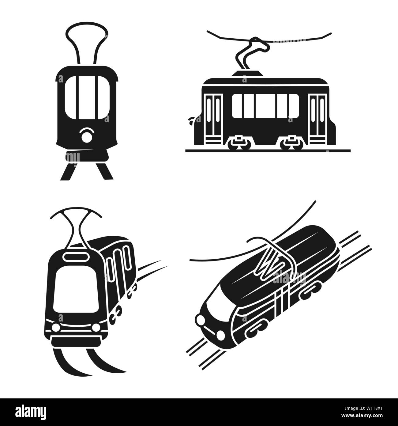 Il tram auto set di icone. Semplice insieme di tram auto icone vettoriali per il web design su sfondo bianco Illustrazione Vettoriale