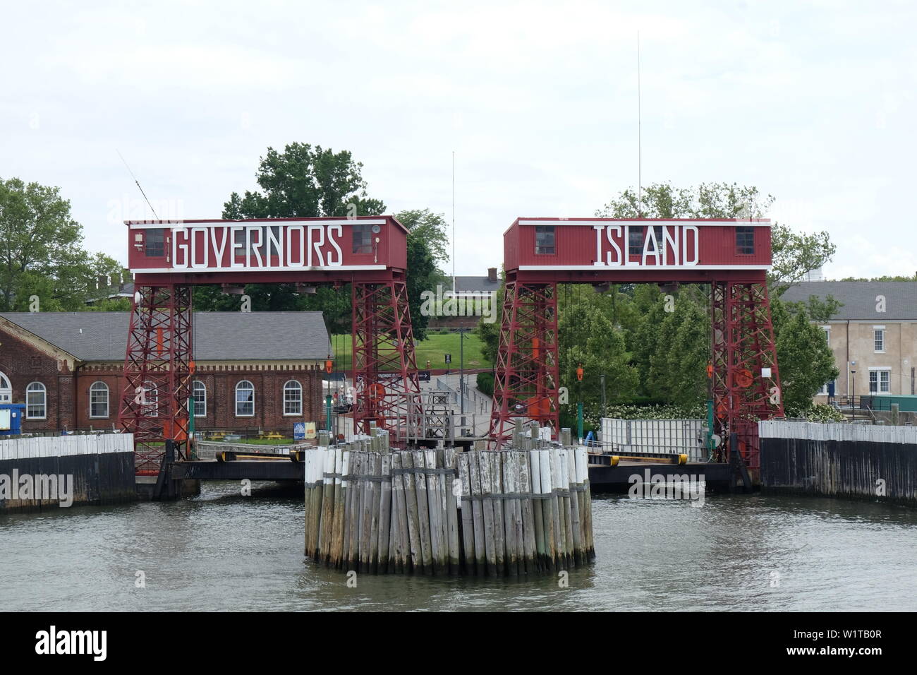 Arrivo a Governor's Island Foto Stock