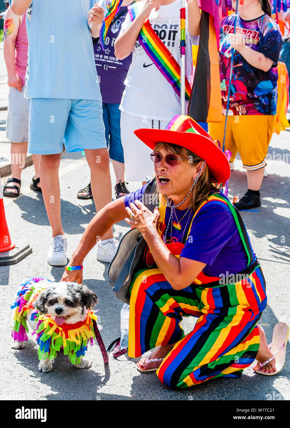 London, Regno Unito - 29 giugno 2019:Forest Gayte Parade, LGBTQI+ Forest Gate comunità che si riuniscono per celebrare Foto Stock