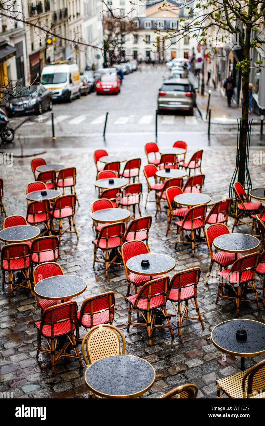 Street restaurant, Montmartre, Parigi, Francia, Europa Foto Stock