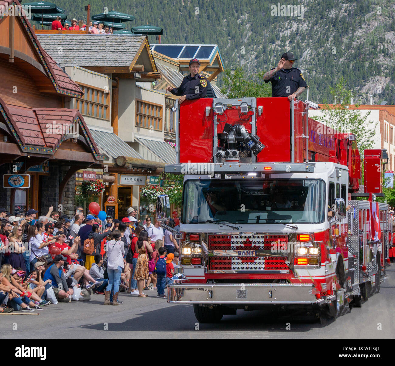 Vigili del fuoco, Canada giorno Parco Nazionale di Banff Alberta Canada Foto Stock
