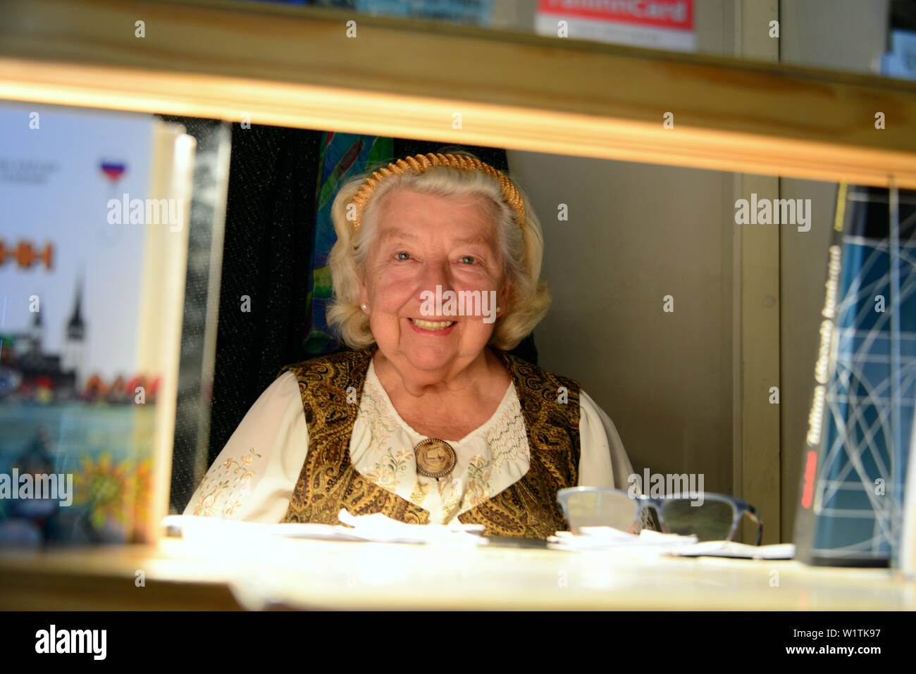 Antico tedesco tesoriere lady, Tallinn, Estonia Foto Stock