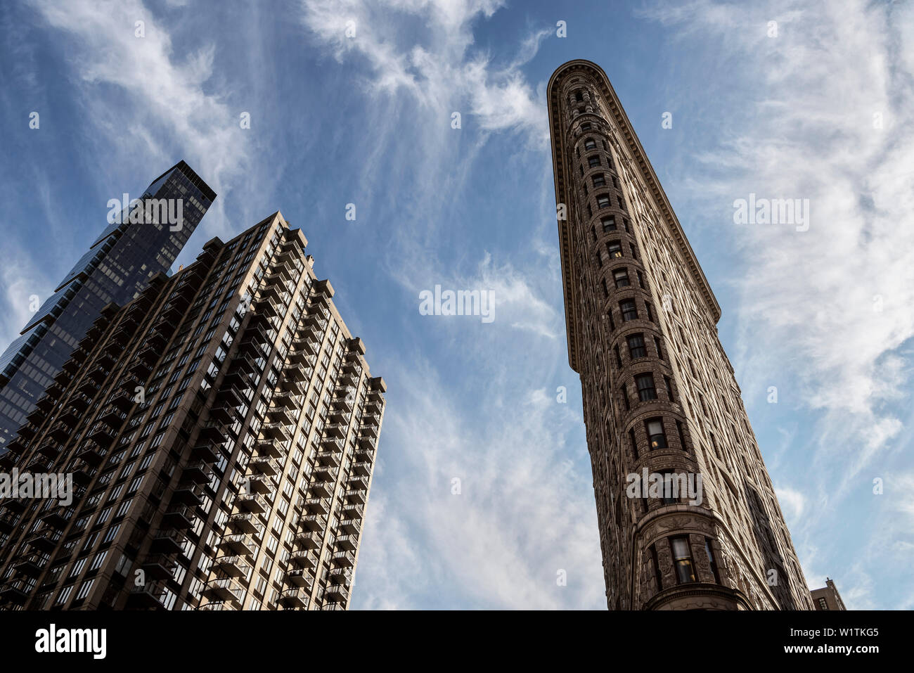 Famoso Flatiron Building di Daniel Burnman, 5th Ave, Manhattan NYC, New York City, Stati Uniti d'America, USA, America del Nord Foto Stock