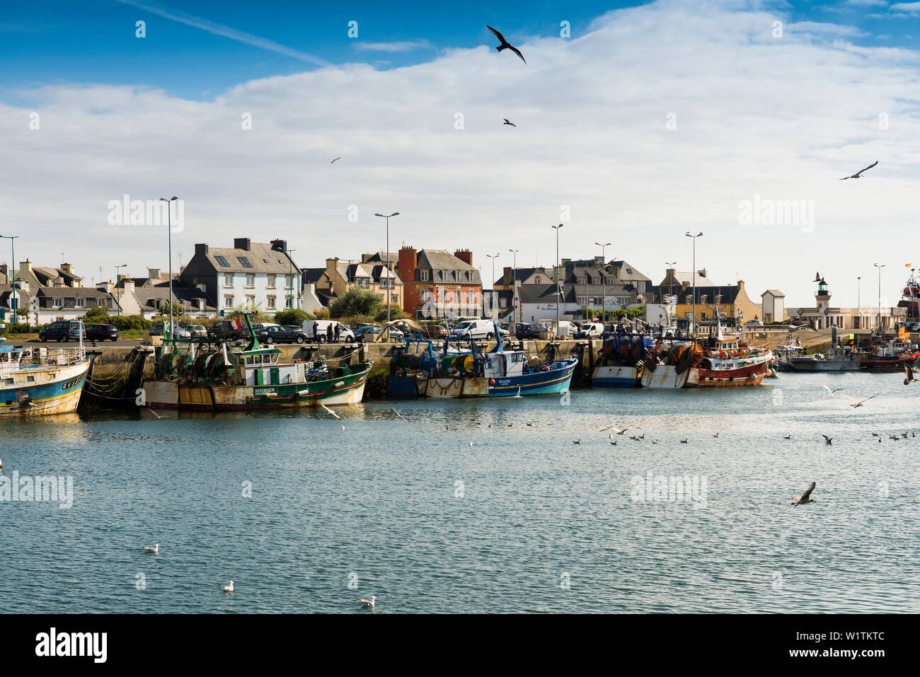 Barche nel porto di Guilvinec, Finisterre, Bretagna Francia Foto Stock