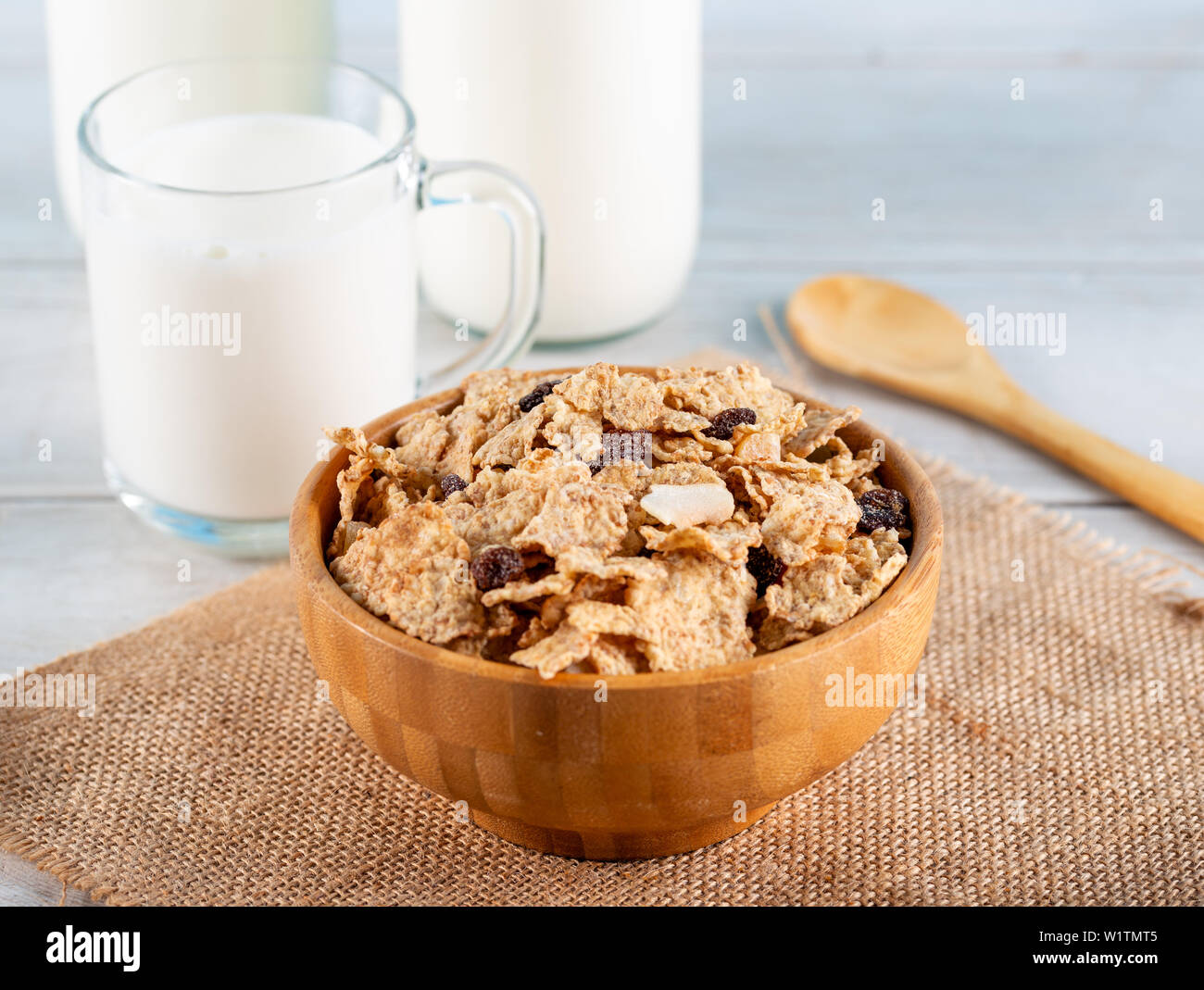 Cereali di avena e di riso Fiocchi di latte Foto Stock