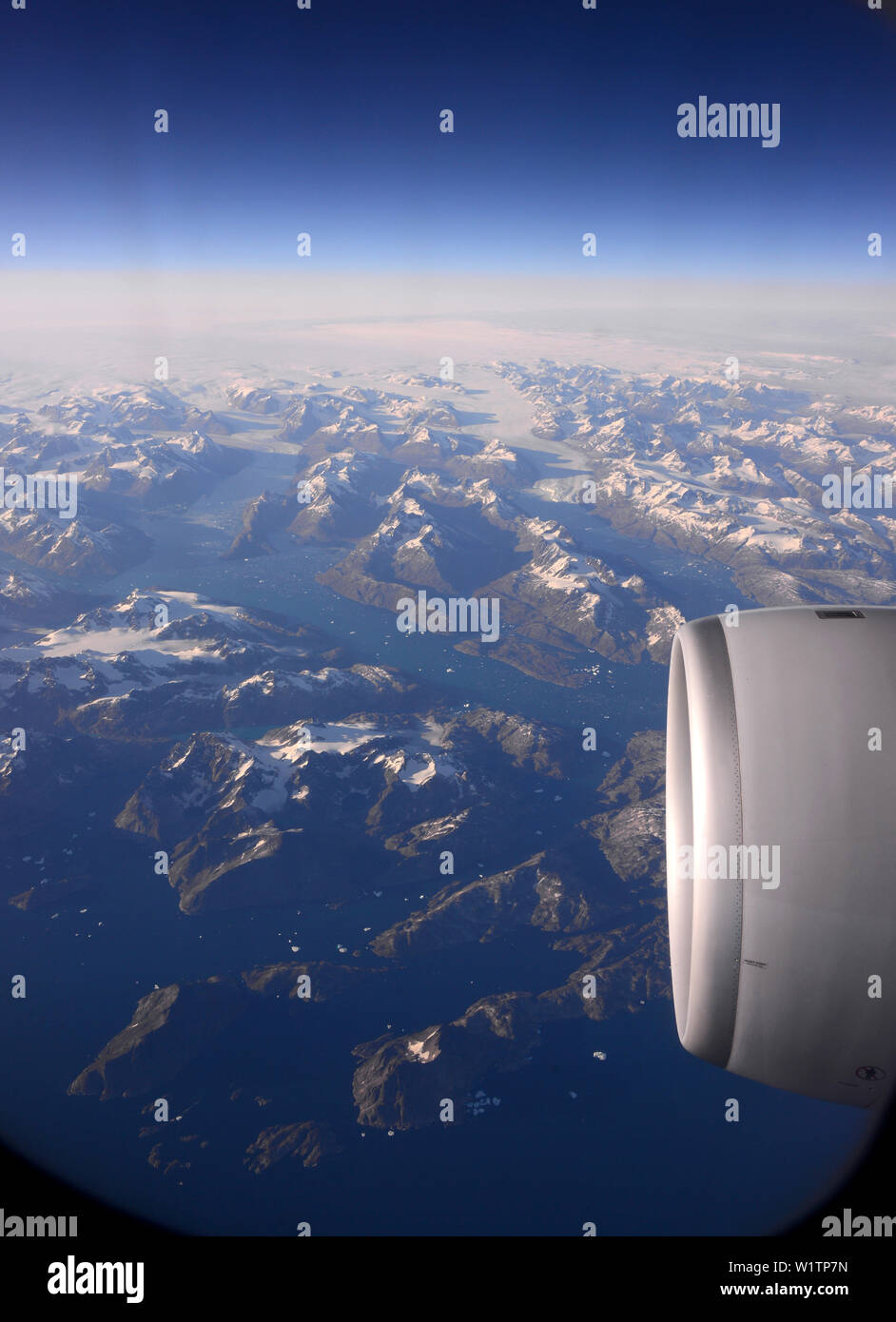 Eastcoast da un piano, Groenlandia Foto Stock
