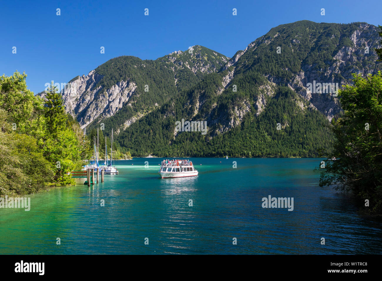 Il lago Plansee, Reutte, Valle del Lech, Tirolo, Austria, Europa Foto Stock
