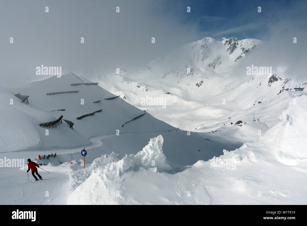 La skiarea Serfaus, inverno in Tirolo, Austria Foto Stock