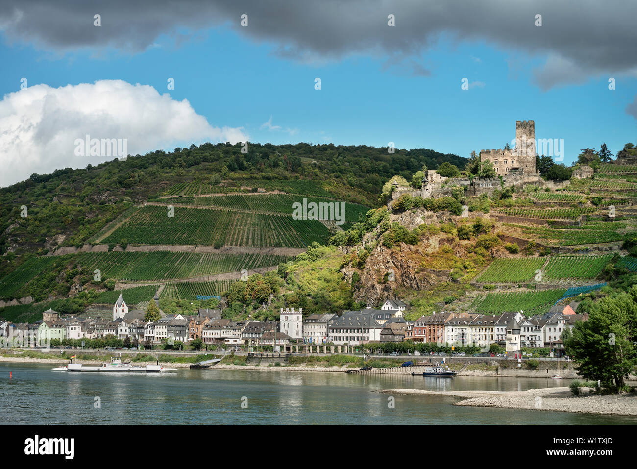 Patrimonio Mondiale UNESCO Alto Reno, Gutenfels castello, Renania-Palatinato, Germania Foto Stock