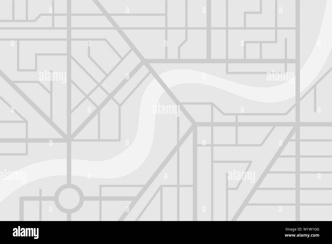 Strada di città mappa piano con fiume. Vettore di colore grigio eps schema illustrativo Illustrazione Vettoriale