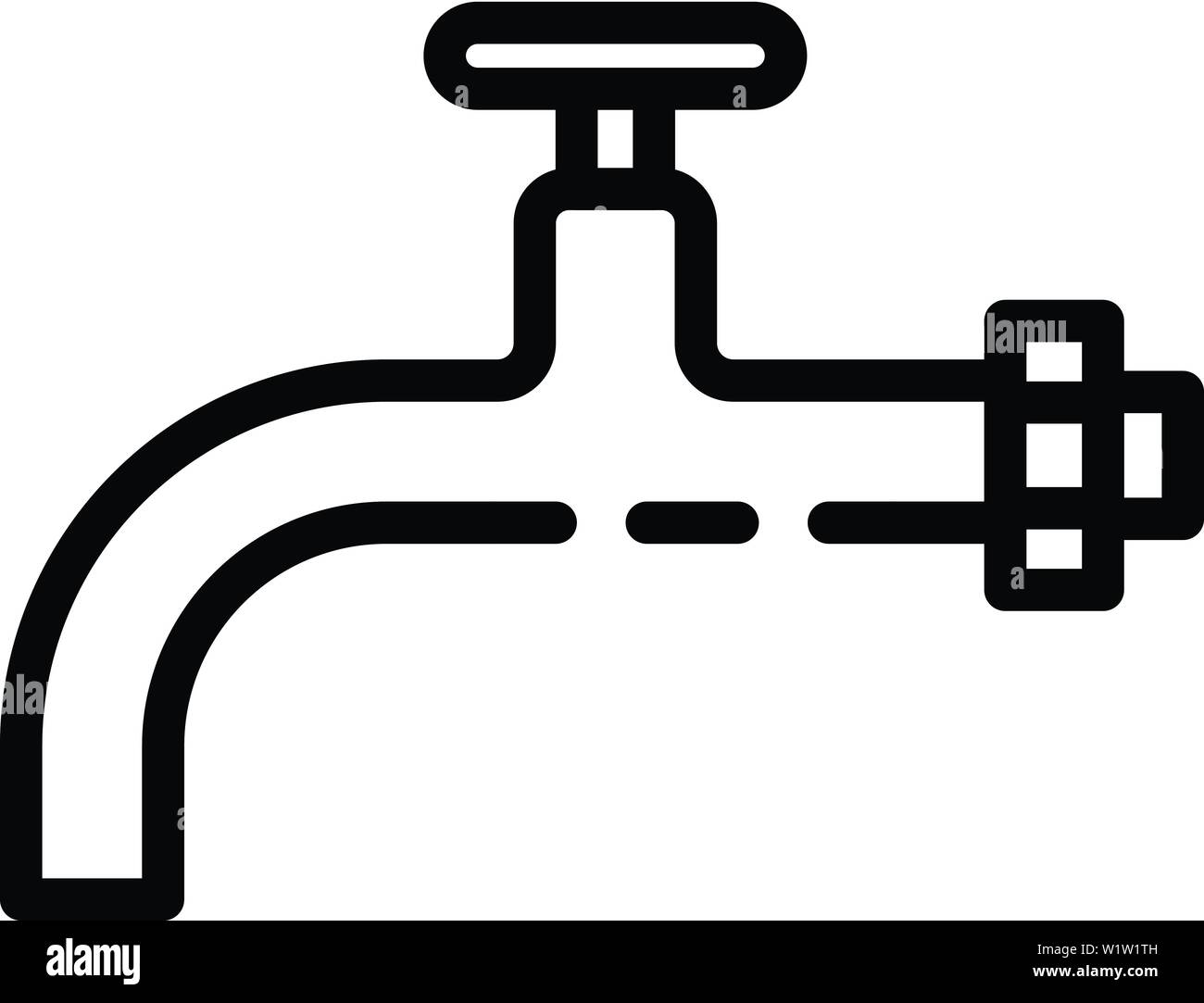 Rubinetto metallico icona, stile contorno Illustrazione Vettoriale