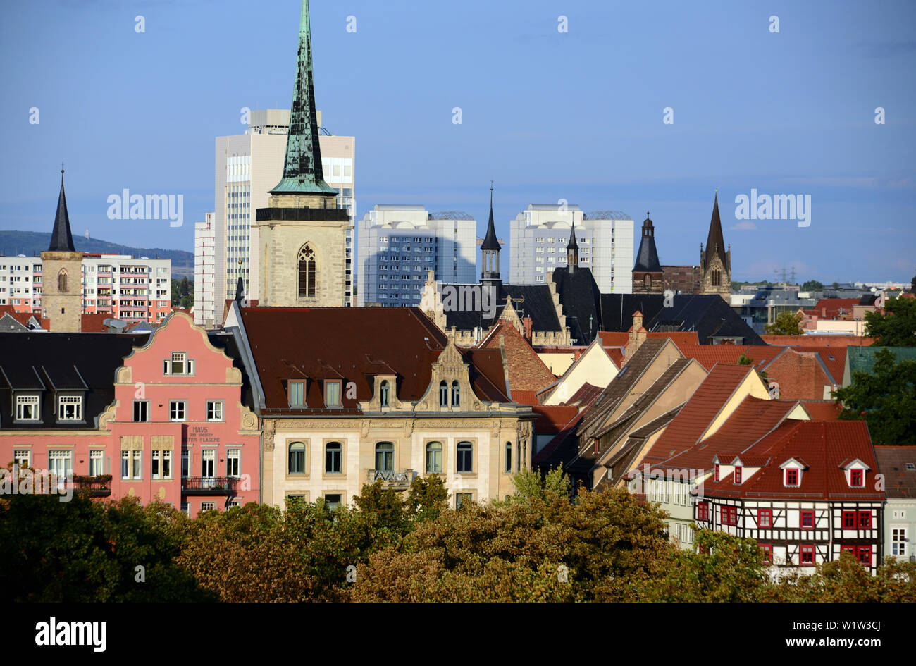 Vista dalla cittadella, Erfurt, Turingia, Eastgermany, Germania Foto Stock