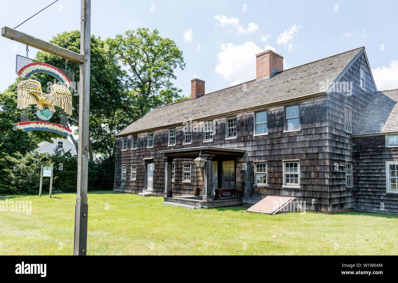 Moriches Inn edificio storico in cui James Madison e Thomas Jeferson alloggiato nel 1791 Long Island New York STATI UNITI D'AMERICA Foto Stock