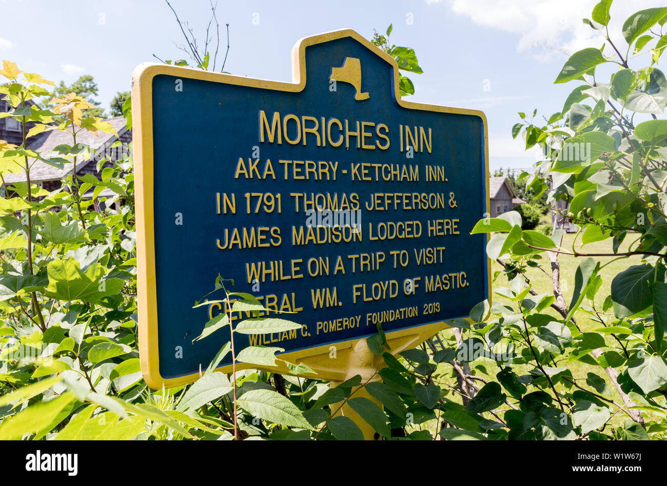 Moriches Inn edificio storico in cui James Madison e Thomas Jeferson alloggiato nel 1791 Long Island New York STATI UNITI D'AMERICA Foto Stock