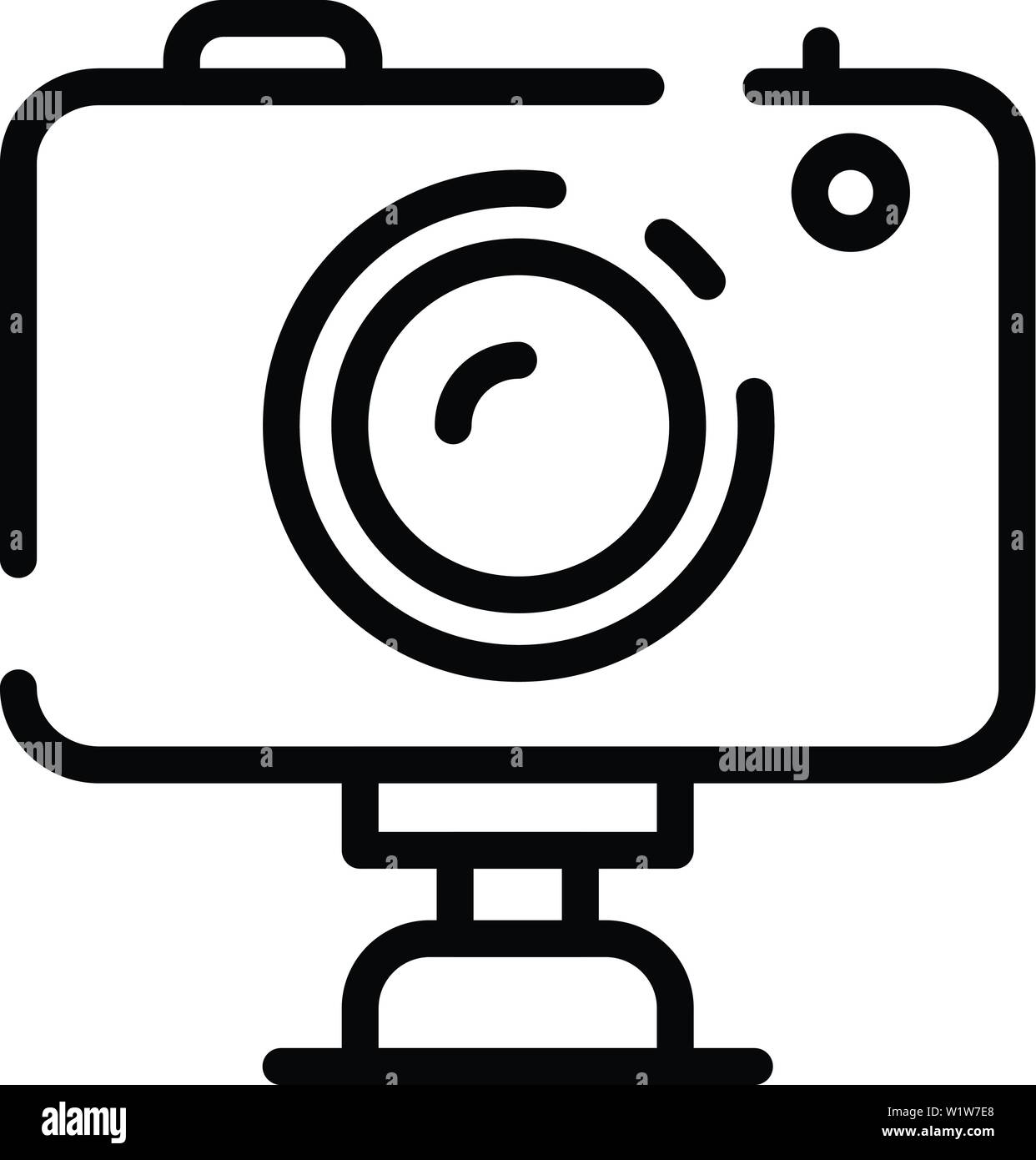 Casco icona fotocamera, stile contorno Illustrazione Vettoriale