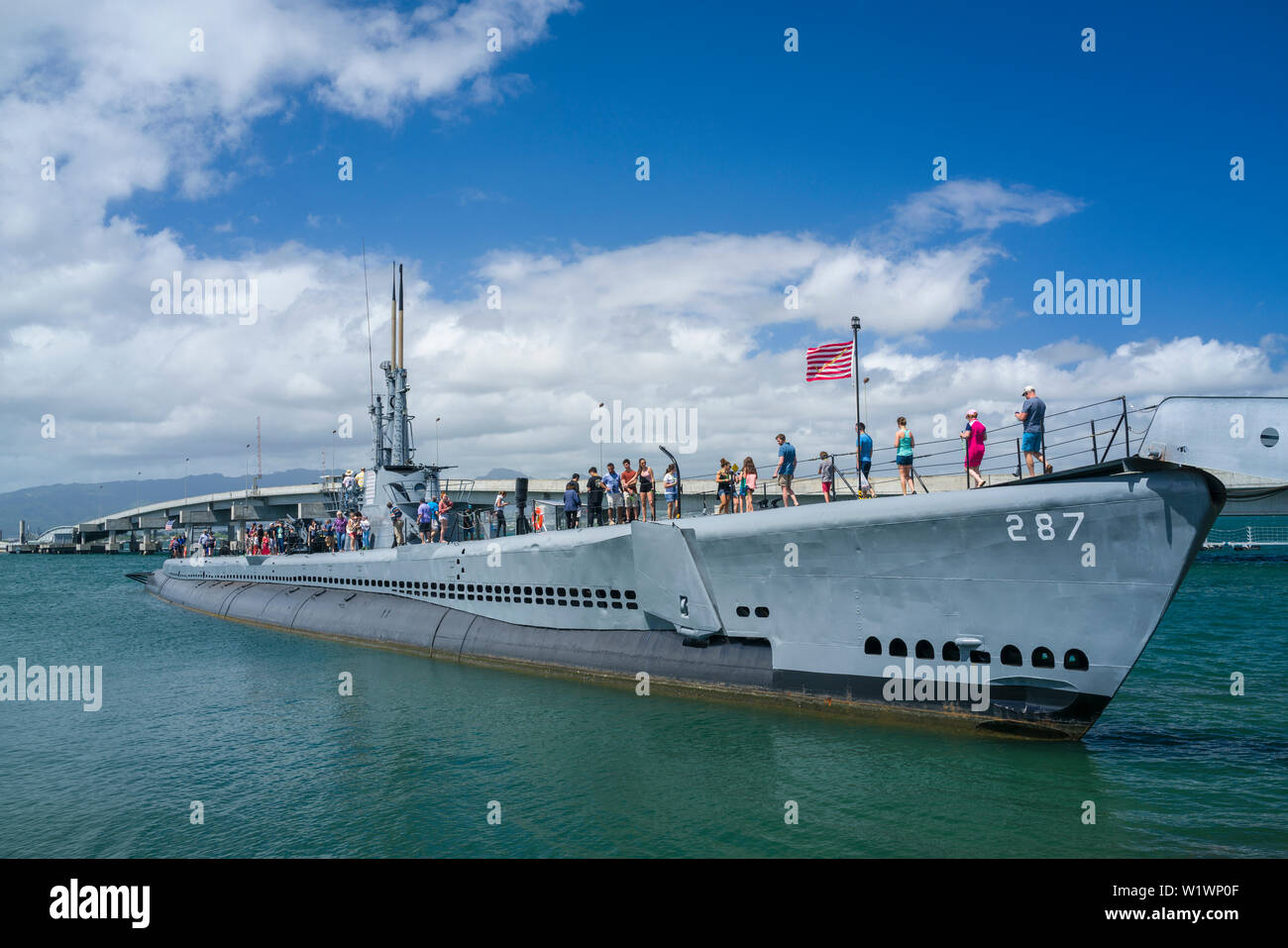 USS Bowfin Submarine presso Pearl Harbor Hawaii è aperto per le visite. Foto Stock
