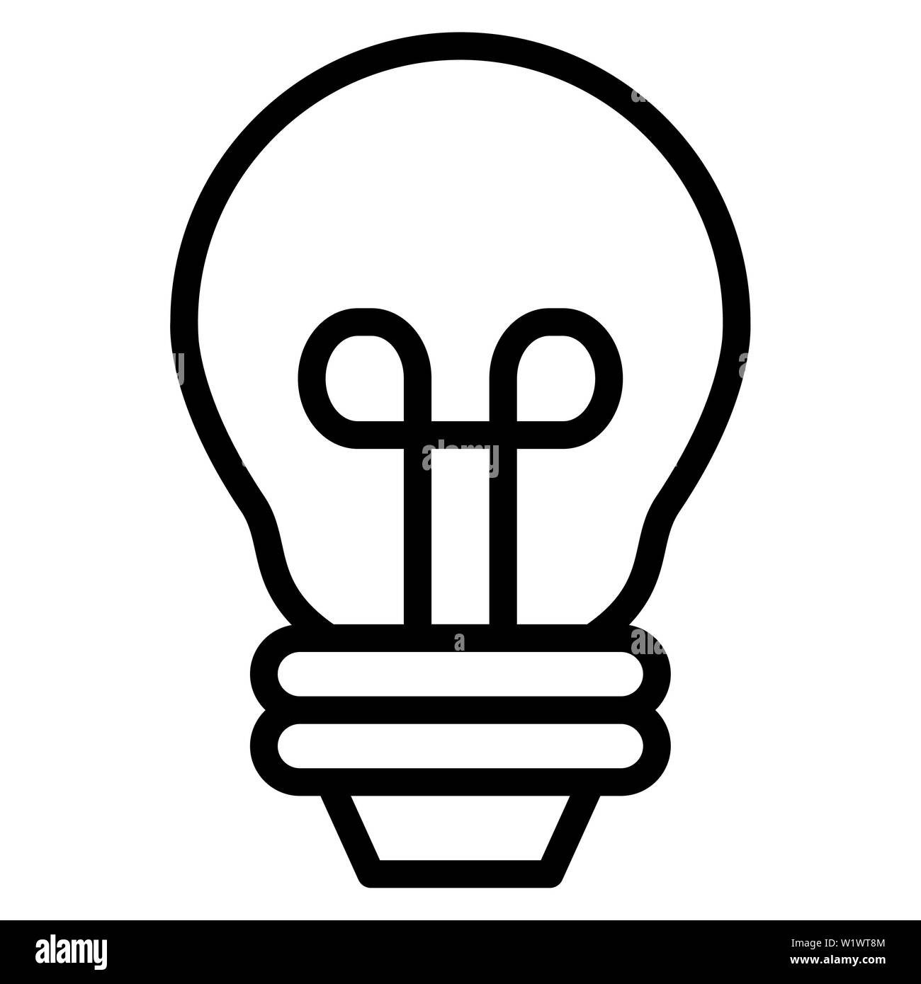 Icona della lampadina, illustrazione vettoriale,l'interfaccia utente di contorno Foto Stock