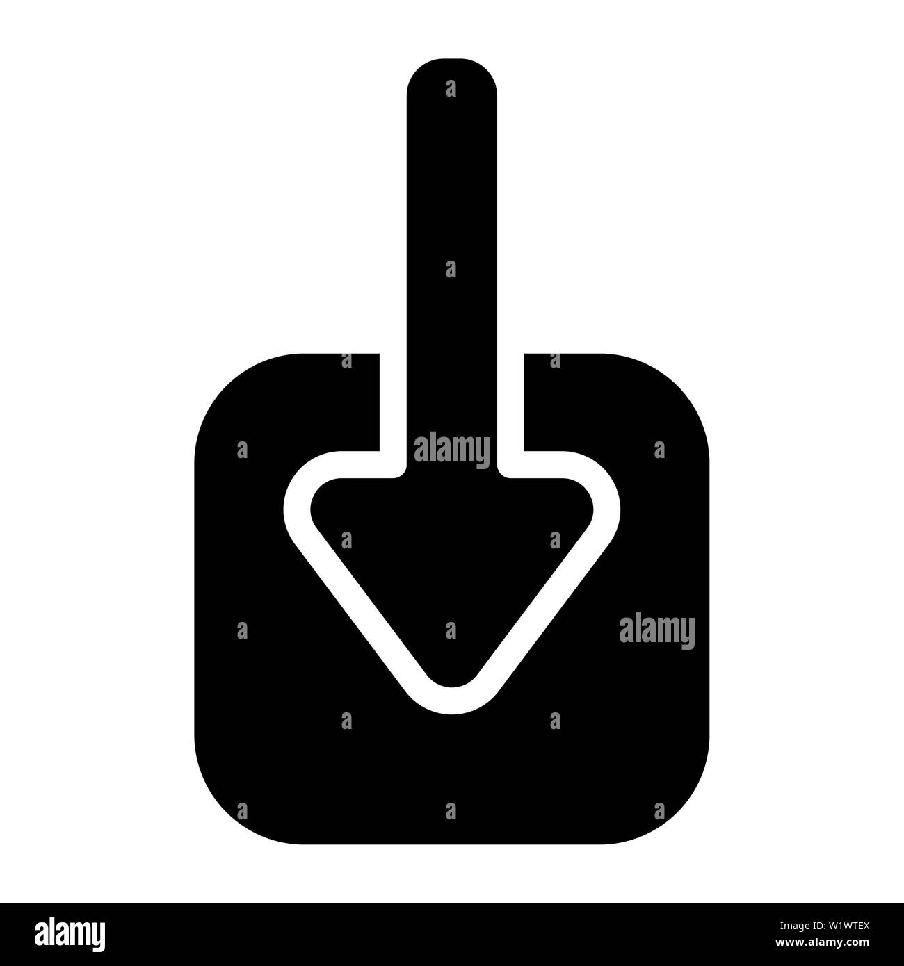 Icona di download, illustrazione vettoriale,l'interfaccia utente di glifi Foto Stock