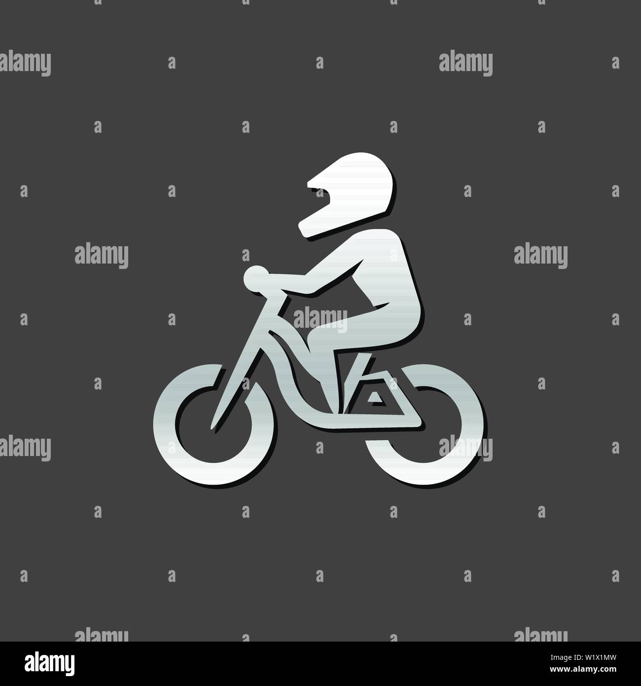 Mountain Biker icona in grigio metallizzato stile di colore. Sport estremo di bicicletta in discesa Illustrazione Vettoriale