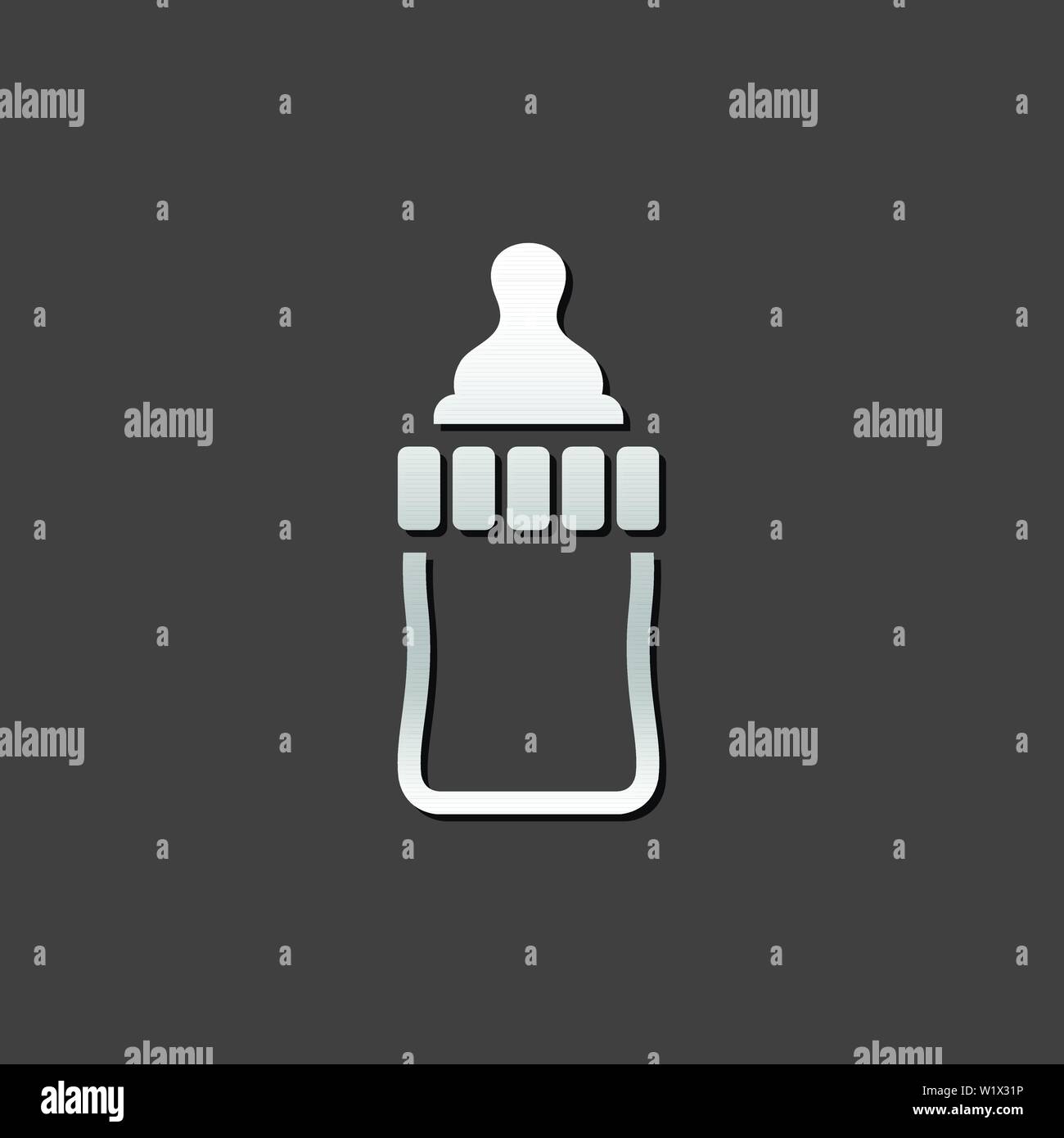 Bottiglia di latte icona in grigio metallizzato stile di colore. Baby toddler succhietto Illustrazione Vettoriale