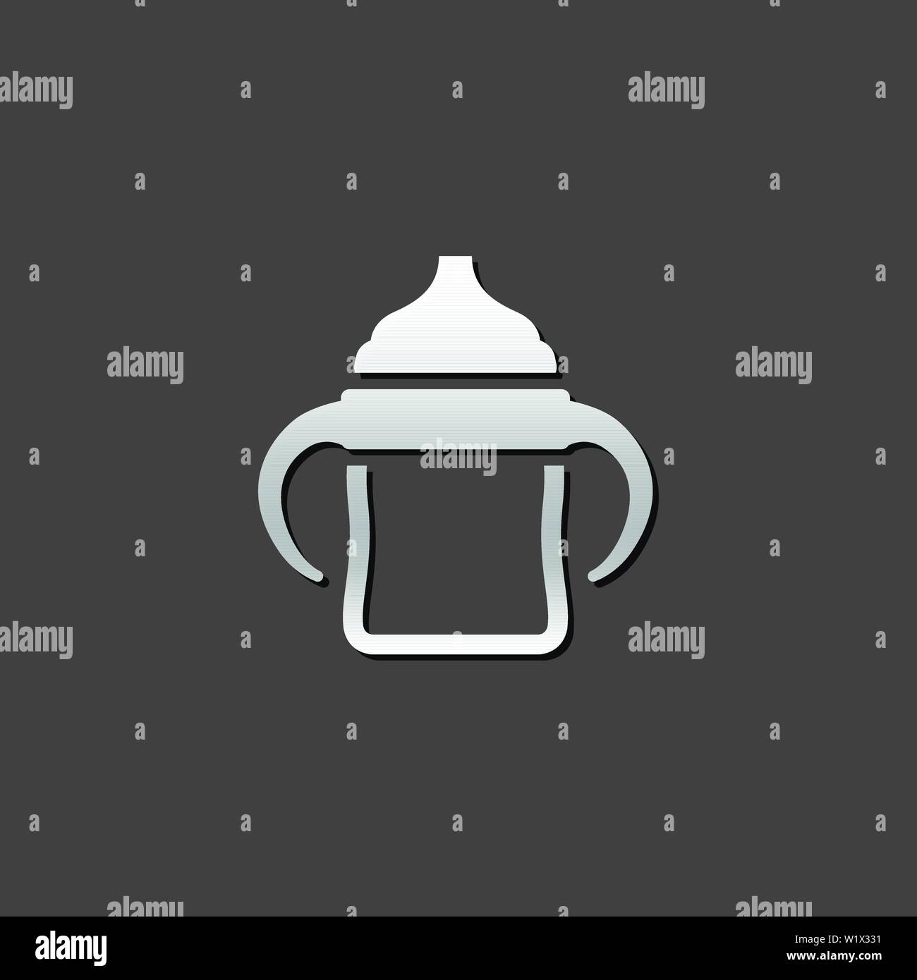 Bottiglia di latte icona in grigio metallizzato stile di colore. Baby toddler succhietto Illustrazione Vettoriale
