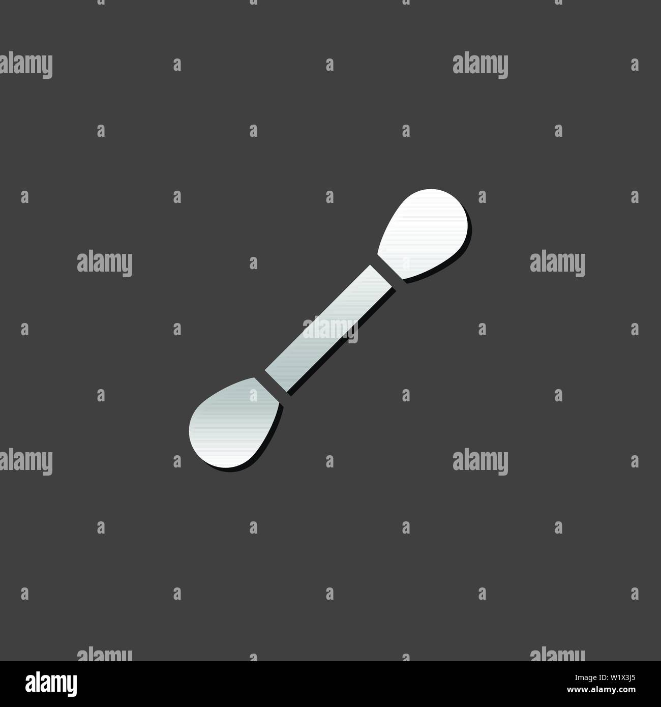 Cotton fioc icona in grigio metallizzato stile di colore. Attrezzo di pulizia igiene Illustrazione Vettoriale