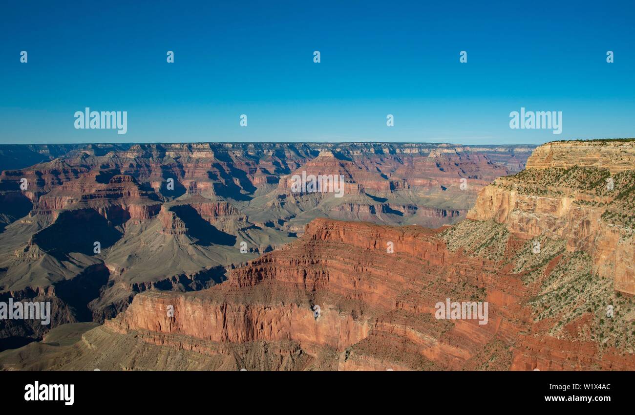 Vista dal punto Pima nel Grand Canyon, canyon paesaggio, roccia erosa paesaggio, South Rim, il Parco Nazionale del Grand Canyon, Arizona, Stati Uniti d'America, Nord Americ Foto Stock