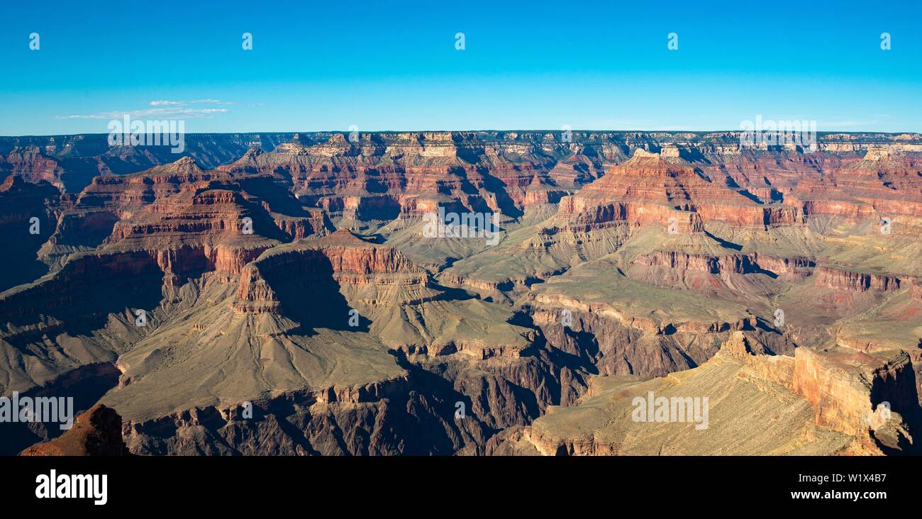 Canyon paesaggio, roccia erosa paesaggio del Grand Canyon, monumento Creek Vista, South Rim, il Parco Nazionale del Grand Canyon, Arizona, USA, America del Nord Foto Stock