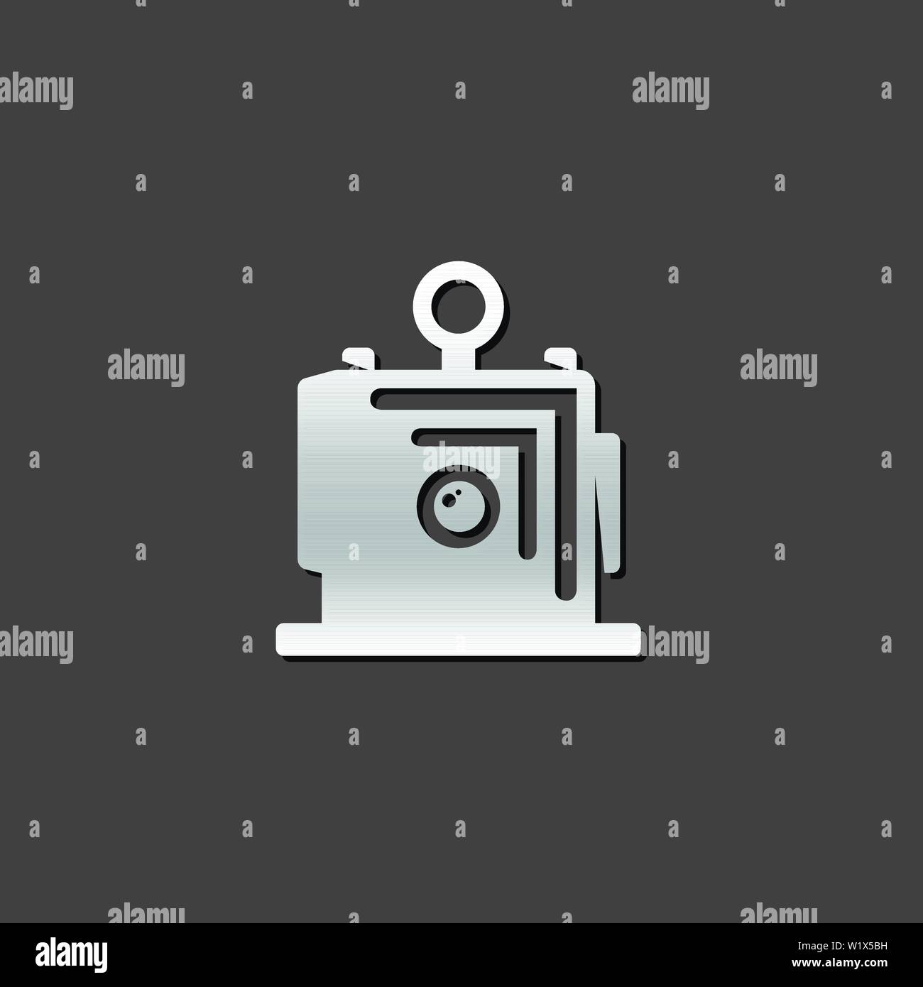 Grande formato icona della telecamera in grigio metallico colore stile pellicola fotografia Illustrazione Vettoriale