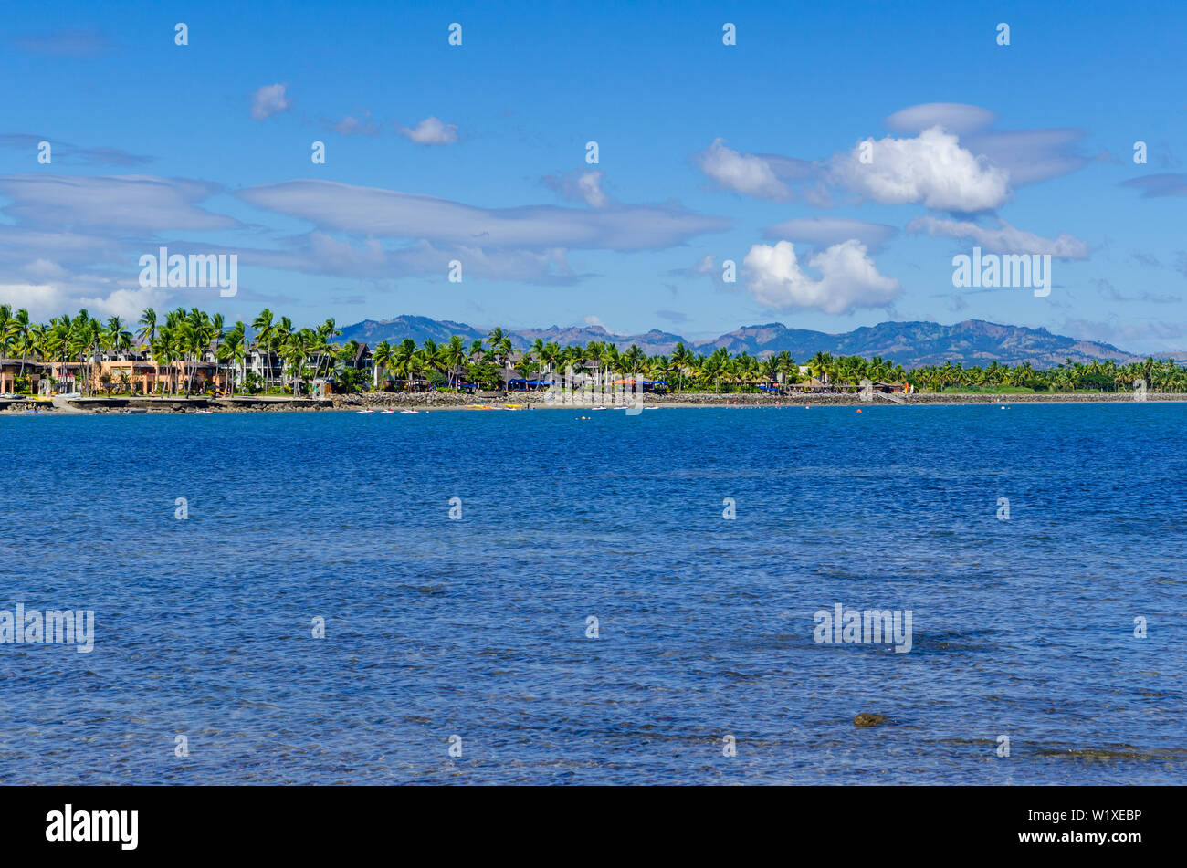 Vedute costiere intorno a Denarau Island Isole Figi Foto Stock