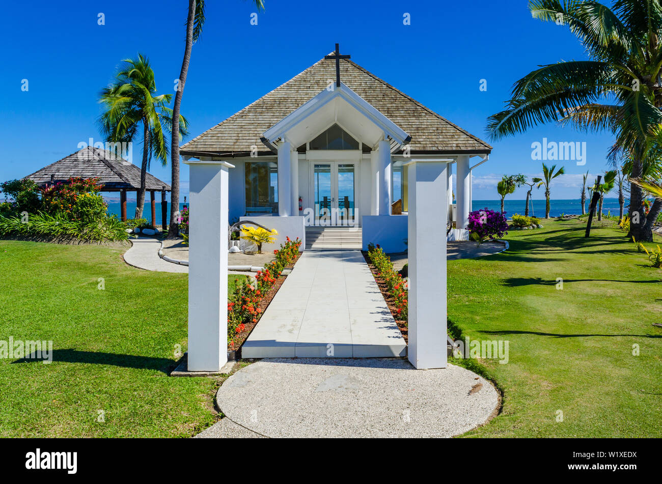 La cappella nuziale sull'Isola di Denarau Fiji Foto Stock