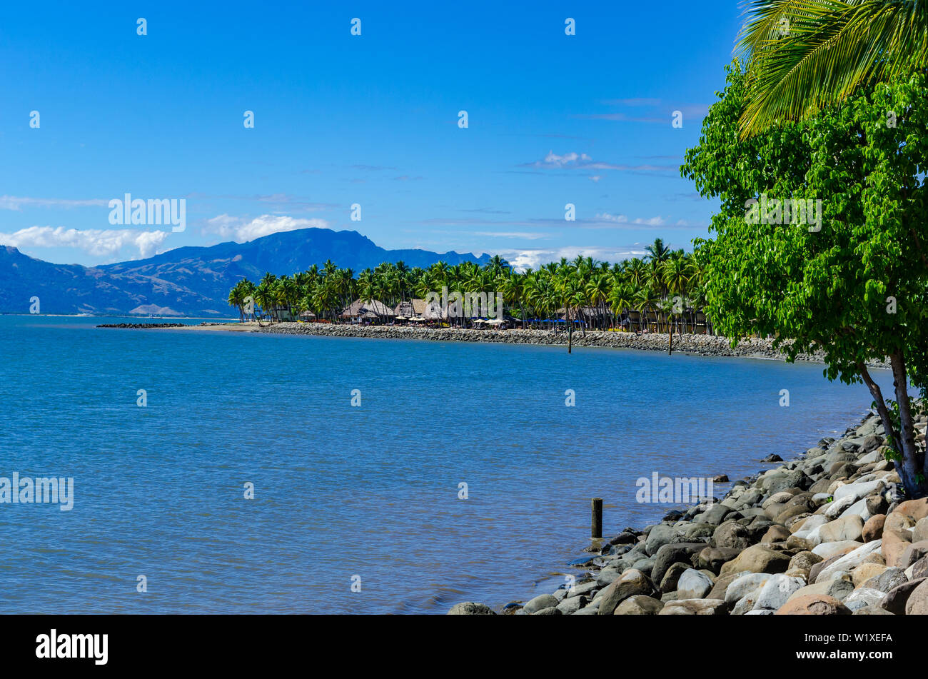 Vedute costiere intorno a Denarau Island Isole Figi Foto Stock
