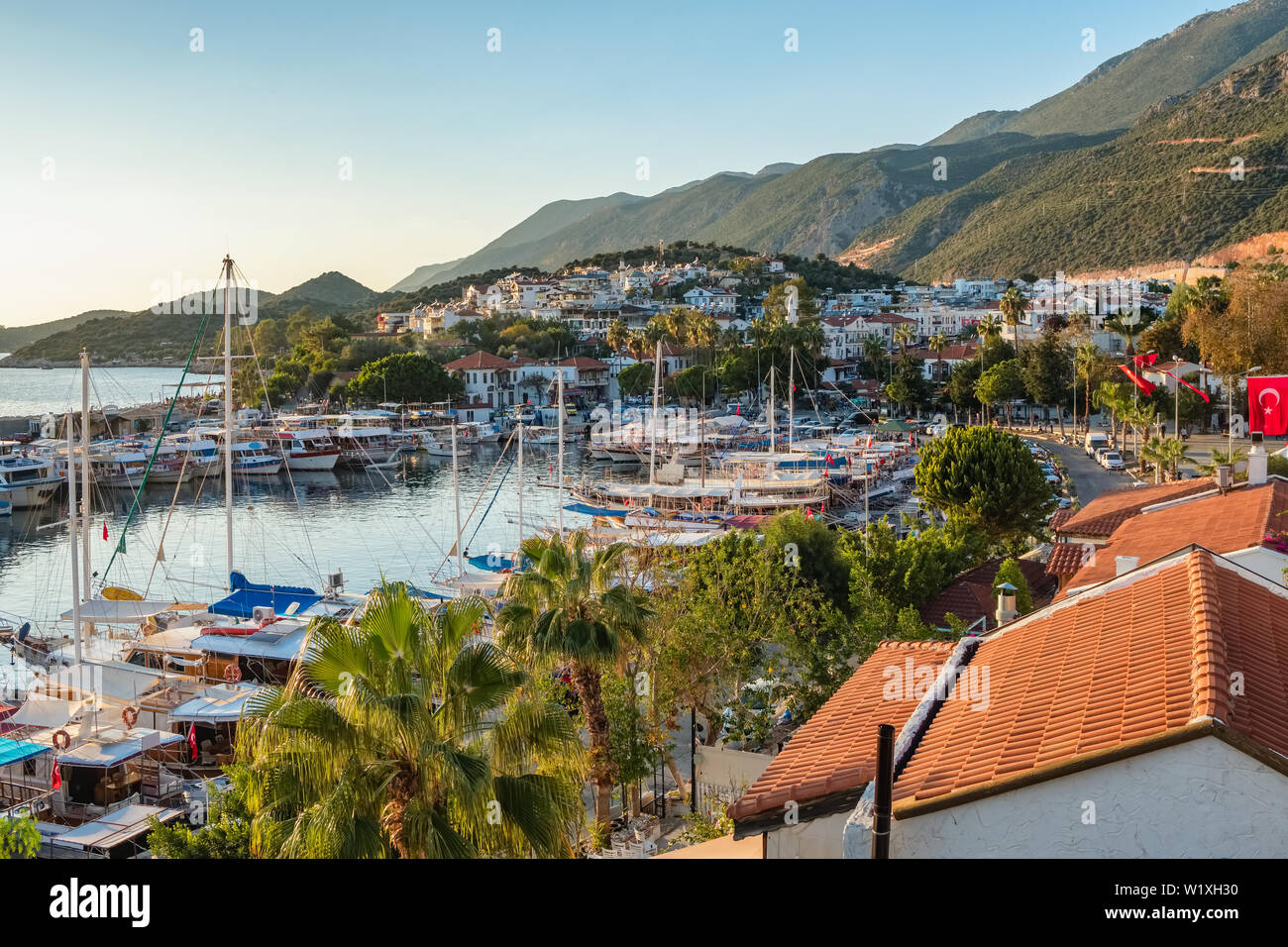 Bellissima cittadina mediterranea Kas in Turchia. Foto Stock