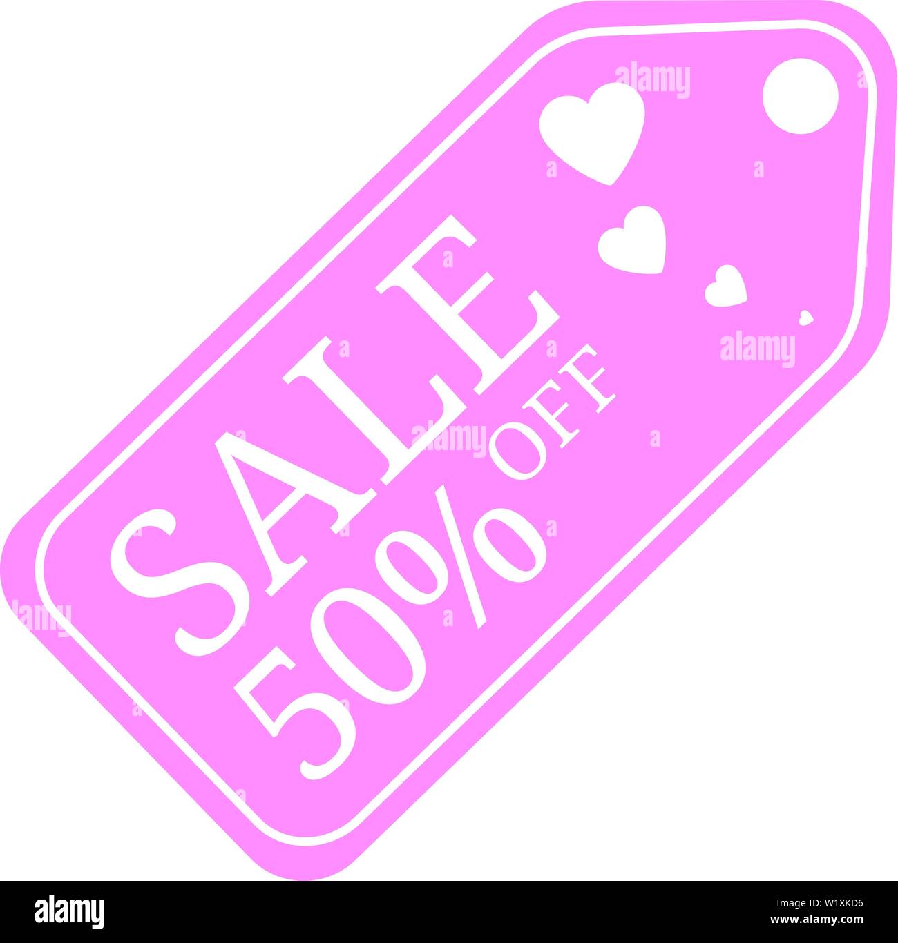 Offerte speciali di vendita sconto tag per il giorno di San Valentino. 50% DI SCONTO Sconto Vendita banner. Prezzo offerta speciale segni. Vendita Pink Label isolato su bianco backgro Illustrazione Vettoriale